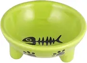 SEWOART Three Legged Pet Feeding Bowl with Fish Pattern Green Dog and Cat Food Dish Non Tip Design for Easy Use and Stylish Home Decor