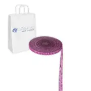 Hot Pink 2 Row Diamond Rhinestone Ribbon Trim Mesh Wrap 2 Yards - Wedding jn