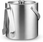 Finedine Double-Wall Stainless Steel Insulated Ice Bucket with Lid and Ice Tong