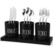 Silverware Caddy 4 Pieces Kitchen Utensil Holder for Countertop Black Utensil...