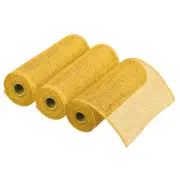 3pcs 10" Poly Burlap Mesh for Wreath, Mesh Fabric Ribbon 6.4 Yard, Yellow