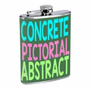 Concrete Pictorial Abstract Em1 Flask 8oz Stainless Steel Hip Drinking Whiskey