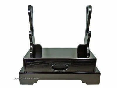 WOODEN JAPANESE SWORD KATANA 刀 DISPLAY STAND BLACK PAINTED FINISH