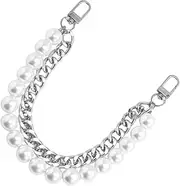 [IWOWHERO] bag beaded chain bag chain with buckle crossbody wallet chain handbag pearls chains handbag beads women clutch bag chain womens handbags hand bags bead chain alloy Miss handle