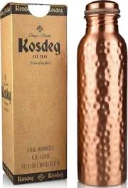 Copper Water Bottle - 34 Oz Extra Large - a Hammered Ayurvedic Pure Copper Vesse