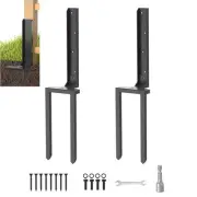 Fence Post Repair Kit 2 Pcs, Post Stake Double Ground Spike with Black Powder...