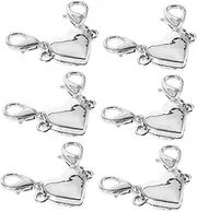 FONDOTIN 6pcs Magnetic Buckle Chain Jewelry Chain Necklace Magnets Necklace Connector Link Jewelry End Clasps Lobster Claw Clasps Heart Lobster Clasps Necklace Lock Small Clasp Alloy Silver