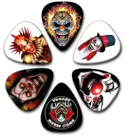 6 Evil Clown ~ Guitar Picks ~ Plectrums , Genuine Celluloid Guitar Picks