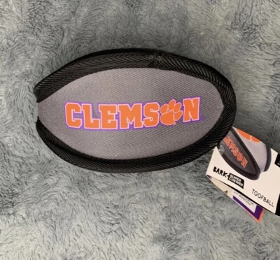 New RARE Bark Box Super Chewer " Toofball “ Clemson Tigers Ohio Football Dog Toy