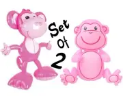 (Set of 2 ) 24" Pink Monkeys Inflatable - Inflate Blow Up Toy Party Decoration