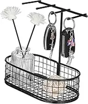 Yardenfun Key Storage Decoration Trays Decorative Holder Valet Home for Entryway with All Organizer Catch Organizing Baskets Key Tray Tabletop Basket Jewelry Stand Desktop Basket Black Metal