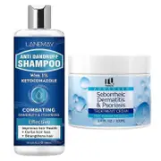Anti-Dandruff Shampoo + Seborrheic Dermatitis Cream Set, Anti Fungal Shampoo, Scalp Treatment for Psoriasis, Folliculitis, Dry Scalp, Anti-Itch, So...