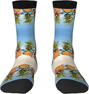[EdWal] Soft Ocean Beach Pineapples print Moisture Wicking Socks Sports Socks for Men and Women Warm thermal Boot Hiking Socks