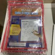 REUSABLE WRITE & WIPE POCKET FOR 9''X12'' PAPER LAKESHORE LEARNING 10 PACK