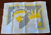 cockatoo linen tea towel yellow white gray Australian birds