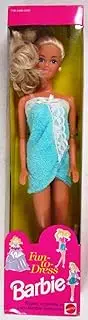 1992 Fun to Dress Blue Bath Towel Wrap Barbie Doll