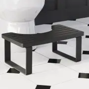 Squatting Potty for Adults 7in Wooden Poop Stool Matte Black Bamboo Toilet