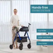 Deluxe ELENKER All-Terrain Rollator Walker Medical Aid Stand Seniors Wheelchair