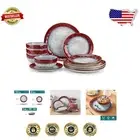 Complete 12-Piece Dinnerware Set for 4, Enamel Finish - Elegant Red Stoneware