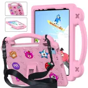 Catzon Strawberry iPad Case Shockproof with Handle Shoulder Strap for iPad 10th 2022-Pink