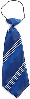 [Tie Store Australia] Kids Boys Blue Patterned Elastic Neck Tie - Diagonal Stripe Blue, White