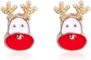 Christmas s925 Sterling Silver Stud Earring Cute Santa Claus Snowflake Earrings Mini Ear Jewelry/embarde/As Shown