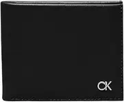 [Calvin Klein] Accessories Metal Ck Bifold 6Cc W/Bill Ck Black Smooth 100% COW NAPPA LEATHER, ONE, 1