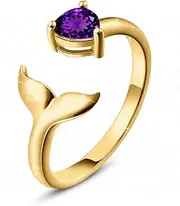 [Gemstar Jewellery] Fashion Mermaid Toe Ring in 925 Silver 14k Yellow Gold Finishing Purple Amethyst, 925 Sterling Silver,925 Silver,14k Yellow Gold,Metal, amethyst (cz)