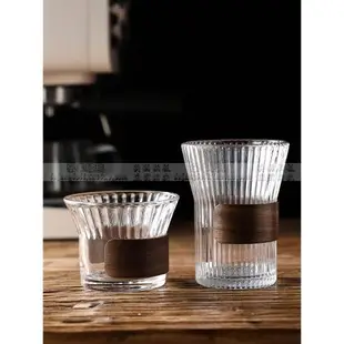 高顏值掛耳式冰咖啡杯美式專用拿鐵杯防燙玻璃杯豎紋泡茶杯子家用