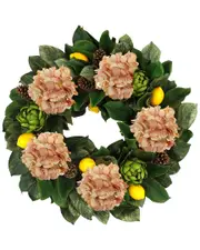 Creative Displays 25in Traditional Fall Wreath with Hydrangeas, Artichokes & Lemons