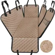 Dog Car Seat Cover for Back Seat,Waterproof Car Seat Protector for Dogs with Side Flaps,Scratchproof Car Seat Cover-Khaki