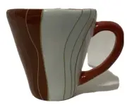Pier 1 Canyon Stripe Coffee Mug Tea Cup Earthenware Brown White Mocha Stripes