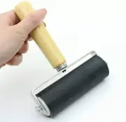 Rubber Brayer Roller Wooden Handle Paint Ink Applicator Brush Wallpaper Tool 6cm