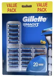 Gillette Mach3 Turbo Men's Razor Blade Cartridge Refills 20 Cartridges