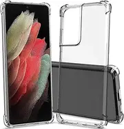 [T Tersely] Clear Case Cover for Samsung Galaxy S21 Ultra 5G, Soft Slim Fit Crystal Bumper case with Shockproof Protective Corner, Wireless Charging Compatible for Samsung Galaxy S21 Ultra 5G 6.8 inch