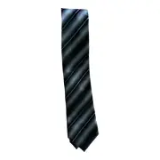 New Mens Kenneth Cole Reaction Gray Black Stripe Silk Blend Neck Tie Necktie