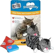 Pets Know Best HuggieKitty Cuddly Cat Toy, Soothing Sound & Warmth Help Relax & Comfort Your Pet- Purr & Heartbeat, Heating Pack- Grey