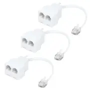 RJ11 Cable 2 Way Telephone Splitter 3 Pack White Splitter 6P4C Connector Phon...