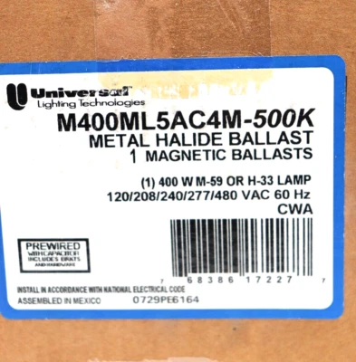 Universal M400ML5AC4M-500K Metal Halide Ballast/Core and Coil Ballast Kit, New