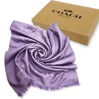 在飛比找Yahoo奇摩購物中心優惠-COACH 大馬車 LOGO100%羊毛絲巾圍巾禮盒(鬱金香