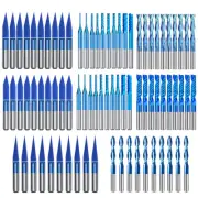80pcs End Mills CNC Router Bits 1/8" Shank CNC Milling Cutter Tool Carving Bit