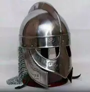 Norman Helmet with Chainmail Medieval Knight Battle Armor Costume Viking Helmet