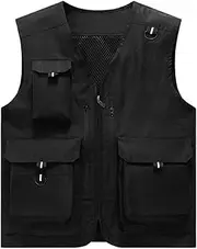 [Generic] Men's Outdoor Vest Summer Mesh Multi Pocket Quick Dry Tactical Hiking Fishing Vest