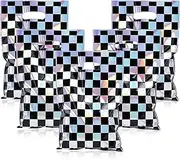 30Pcs Race Car Party Favors Bag Black and White Iridescent Laser Checkered Candy Bags Lightning Mcqueen Goodie bags Soccer Theme Goodie Bags with Handles for Kids Race Car Birthday Party Supplies