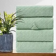 4 Pack Oversized Bath Towel Set 35x70 Inches, Extremely Soft Lightweight, Highly Absorbent,Quick Dry Bath Sheet Extra Large Beach Towel Set for Bathroom Sports Spa Hotel Gym Pet and Travel (Green)