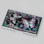 MOP Butterfly Design Womens Lady Business Credit Name ID Card Case Purse Wallet
