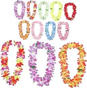 Tofficu 12pcs Hawaiian Necklace Hawaiian Party Decor Luau Hula Leis Masquerade Ball Decorations Hawaiian Leis for Graduation Colorful Garland Necklace Garland Necklaces for Prom Plastic