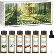 EUQEE 10ml Woody Essential Oils Set - Pure Essential Oils for Aromatherapy, Diffuser, Candle Making - Eucalyptus, Cedarwood, Sandalwood, Frankincense, Cinnamon