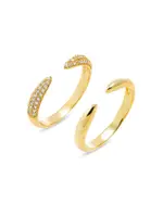 By Adina Eden Pave X Solid Double Claw Ring, Set of 2