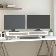 Solid Wood Pine Monitor Stand White 100x27x14 cm | Sturdy Desk Riser & Storage Organizer for Computer, Gaming Console, and More